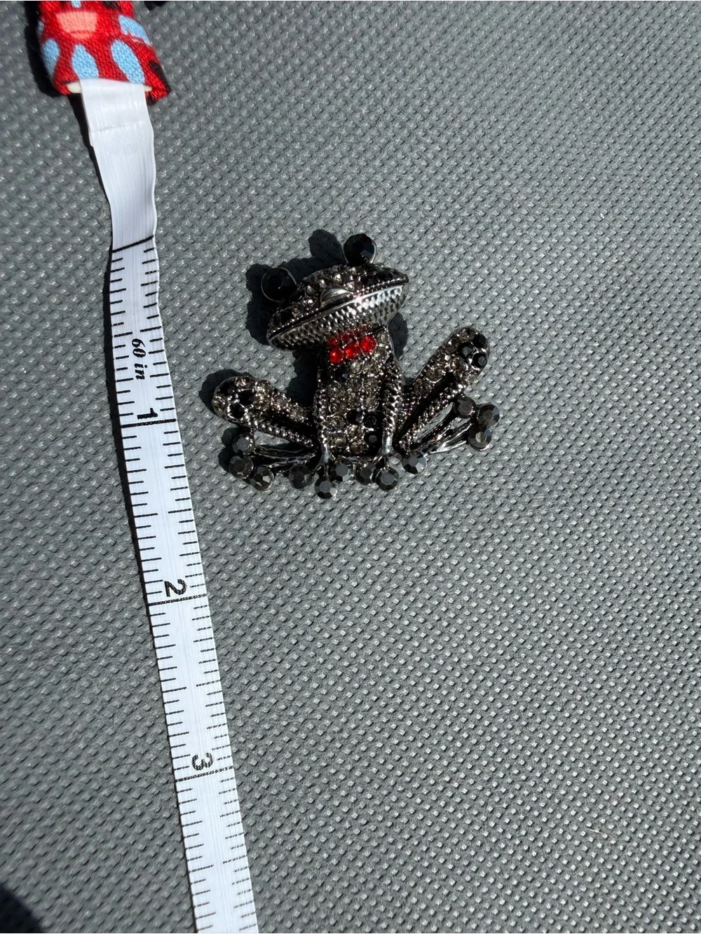 NWT Crystal Frog Brooch with Red Accent and black Crystals